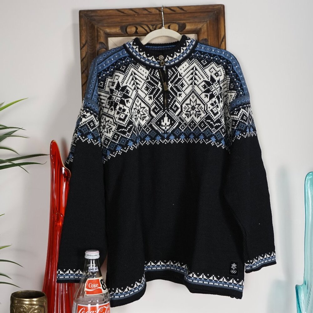 Vintage 2002 Olympics Dale of Norway pure new wool fair isle sweater deadstock
